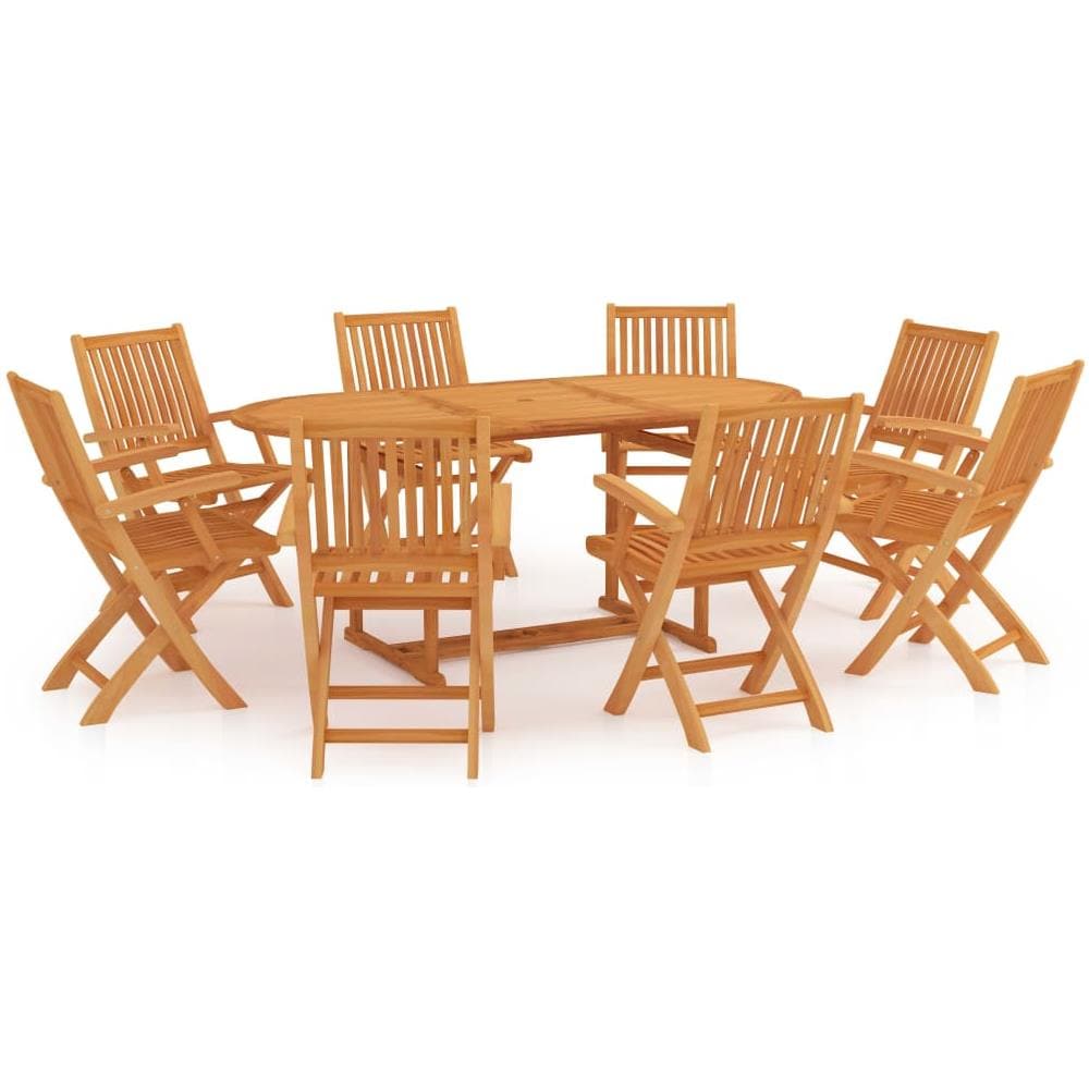 Set da Pranzo da Giardino 9 pz in Legno Massello di Teak - Foto 1