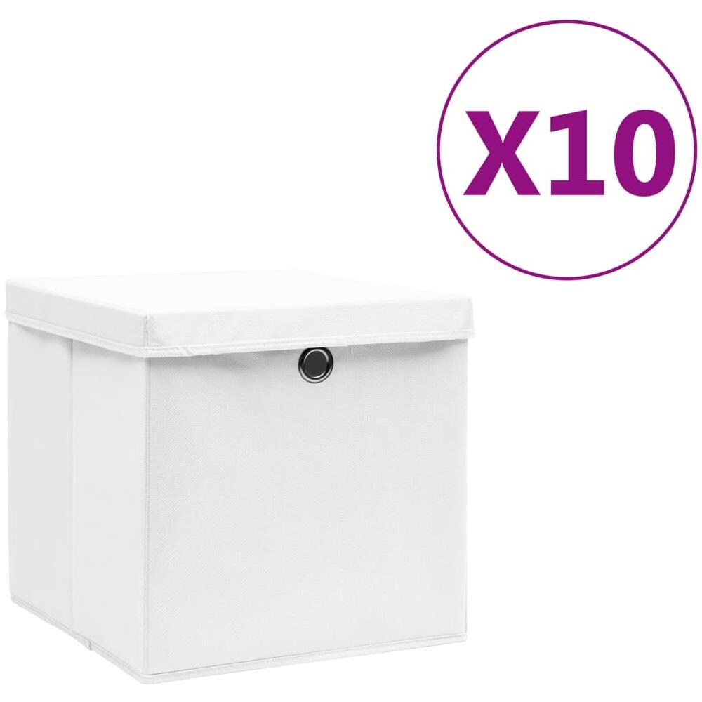 Contenitori con Coperchi 10 pz 28x28x28 cm Bianco - Foto 1