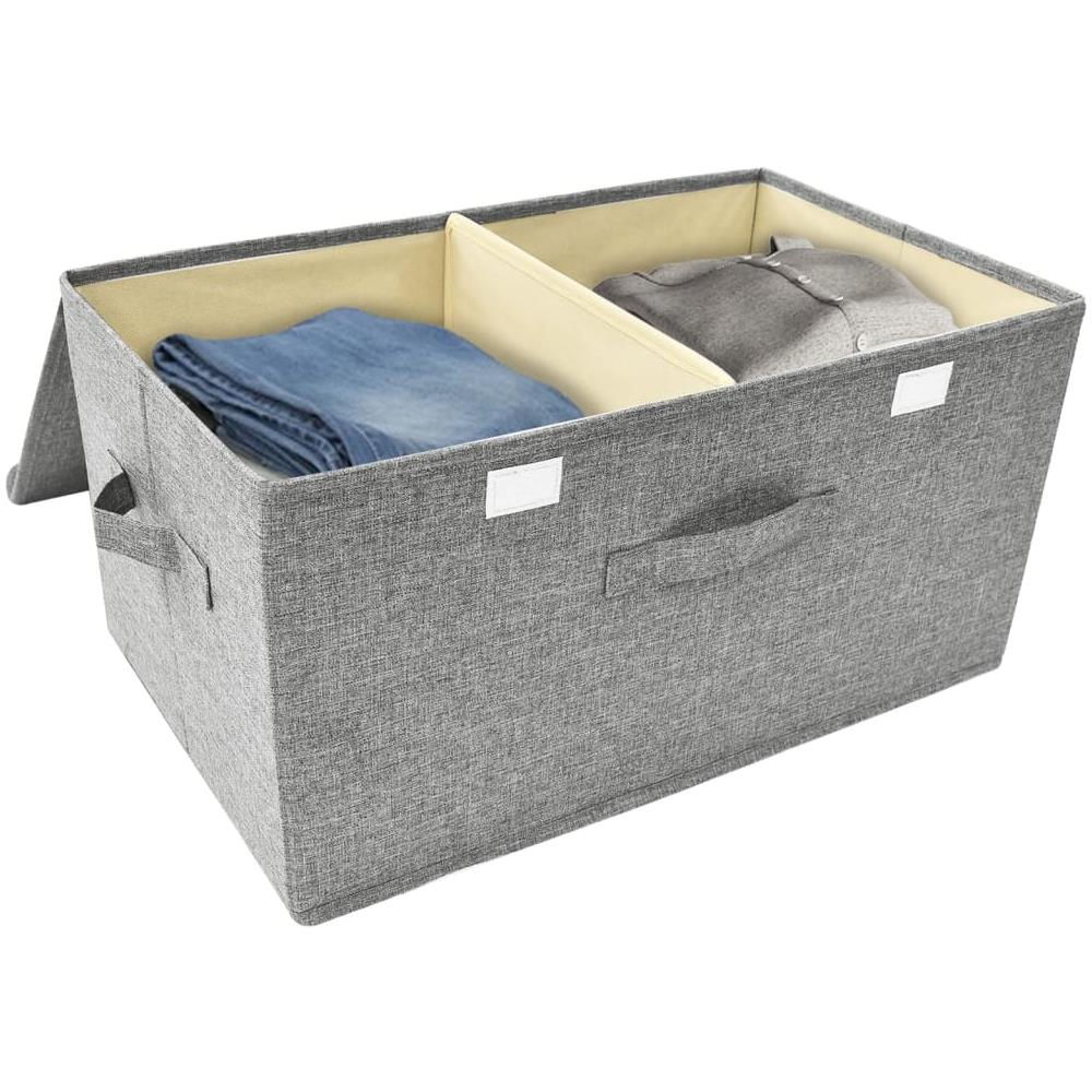 Scatola Portaoggetti in Tessuto 50x30x25 cm Grigio - Foto 3