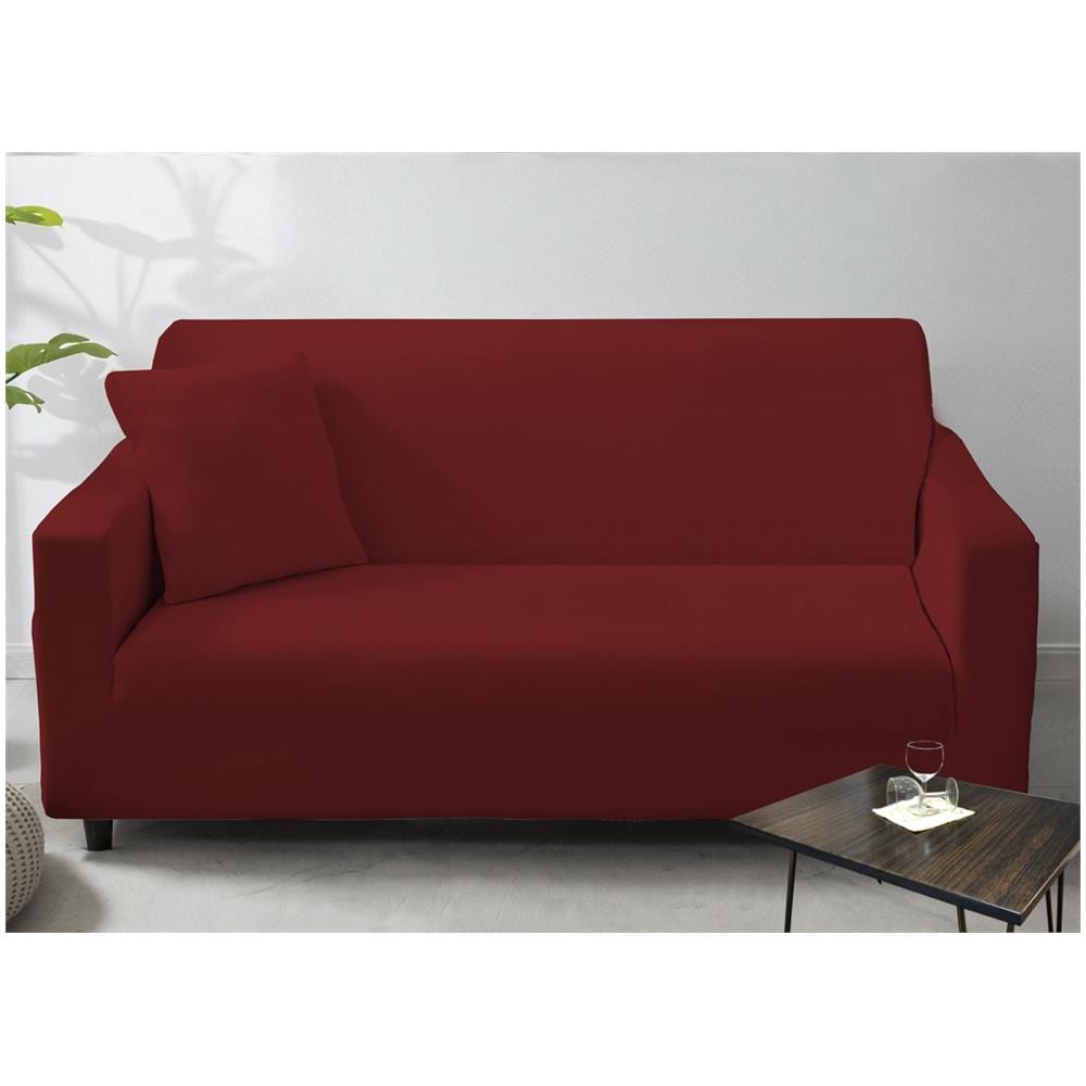 Copridivano Antimacchia Elasticizzato Penisola Componibile Tinta Unita Modello Perfetto 1+1 Bordeaux - Foto 1