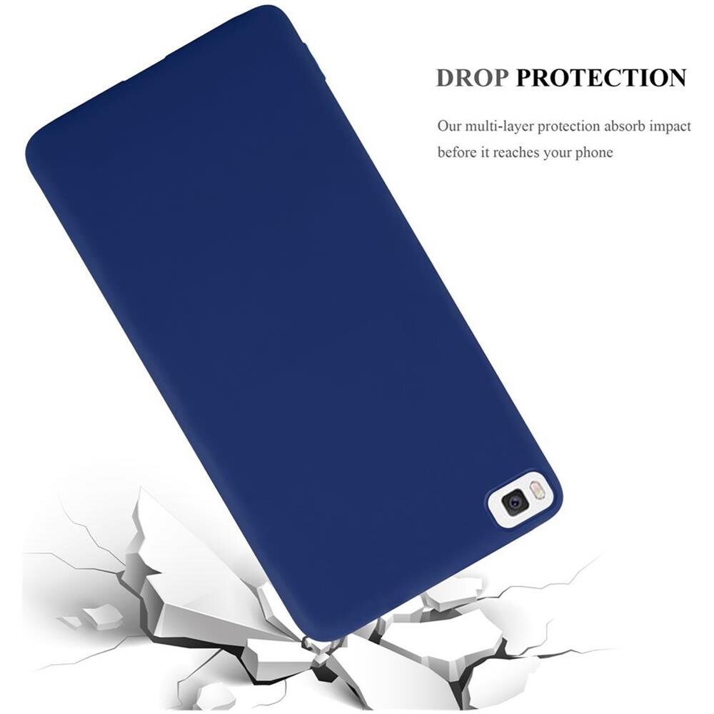 Custodia Compatibile Con Huawei P8 In Candy Blu Scuro - Coperchio Protettivo In Silicone Tpu Flessibile - Foto 8