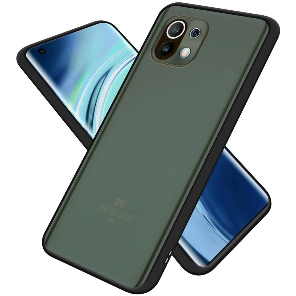 Custodia Compatibile Con Xiaomi Mi 11 5g In Nero Opaco - Bottoni Rossi - Coperchio Protettivo Ibrido Con Interno In Silicone Tpu E Retro In Plastica Opaca - Foto 1