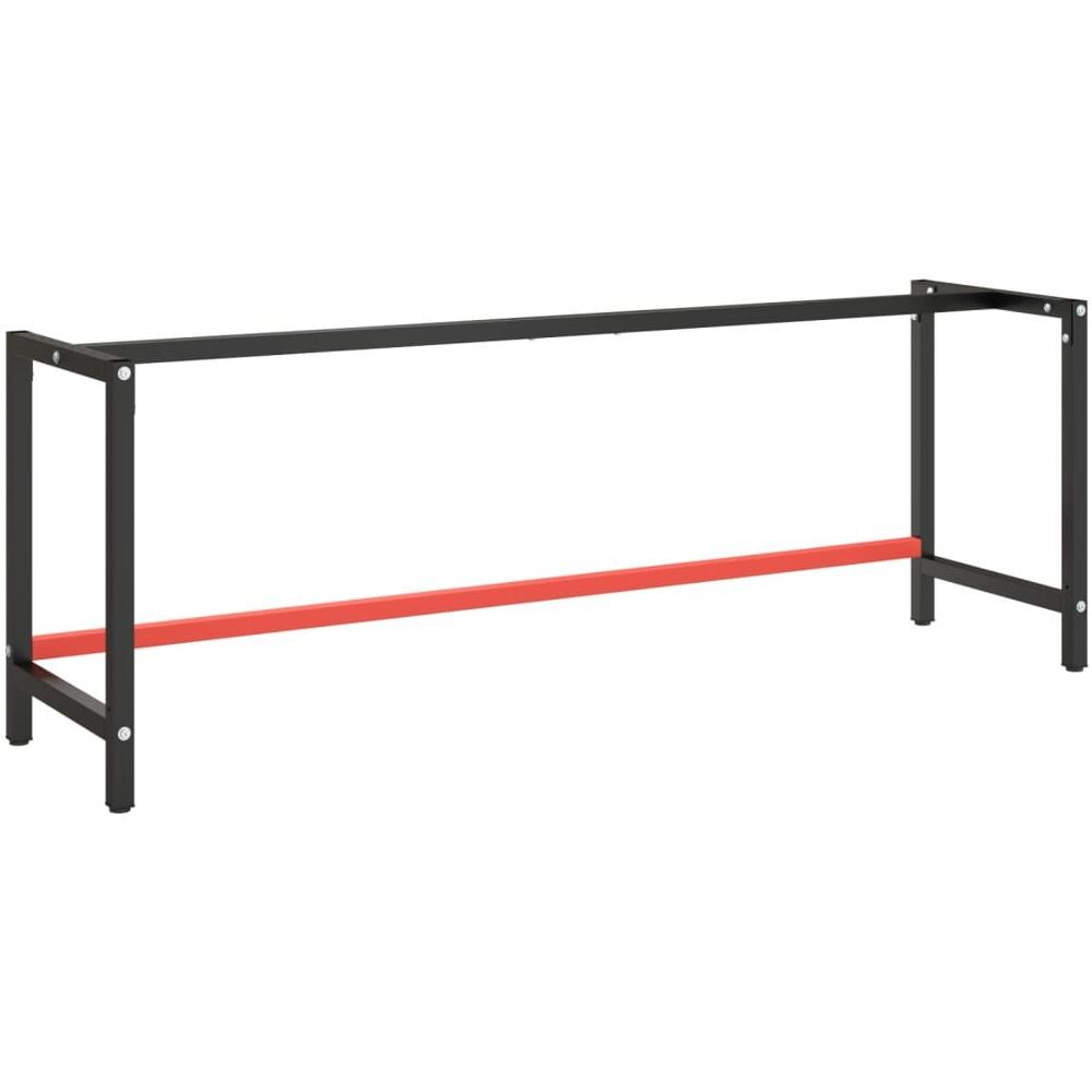 Telaio Banco Da Lavoro Nero E Rosso Opaco 220x57x79 Cm Metallo - Foto 1