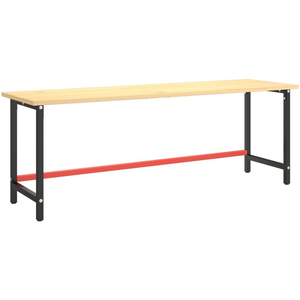 Telaio Banco Da Lavoro Nero E Rosso Opaco 220x57x79 Cm Metallo - Foto 2