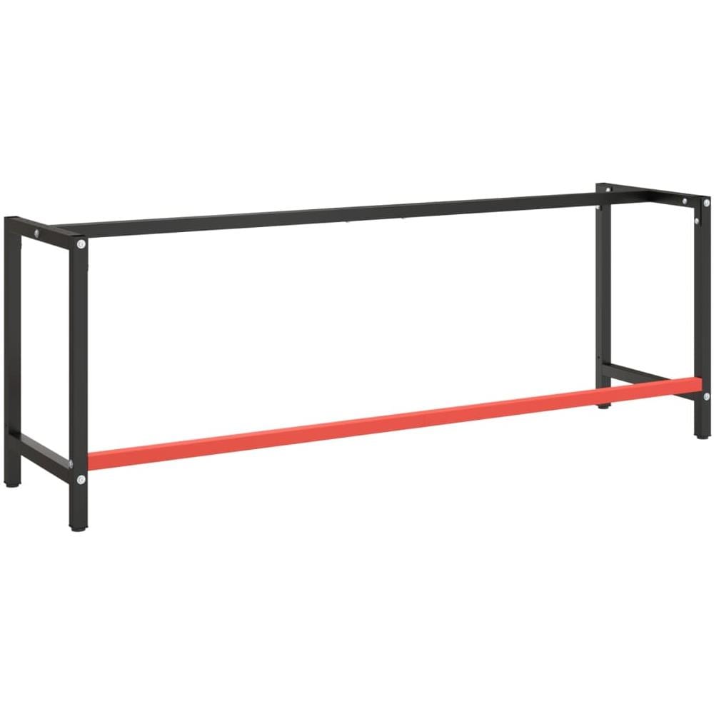 Telaio Banco Da Lavoro Nero E Rosso Opaco 220x57x79 Cm Metallo - Foto 3