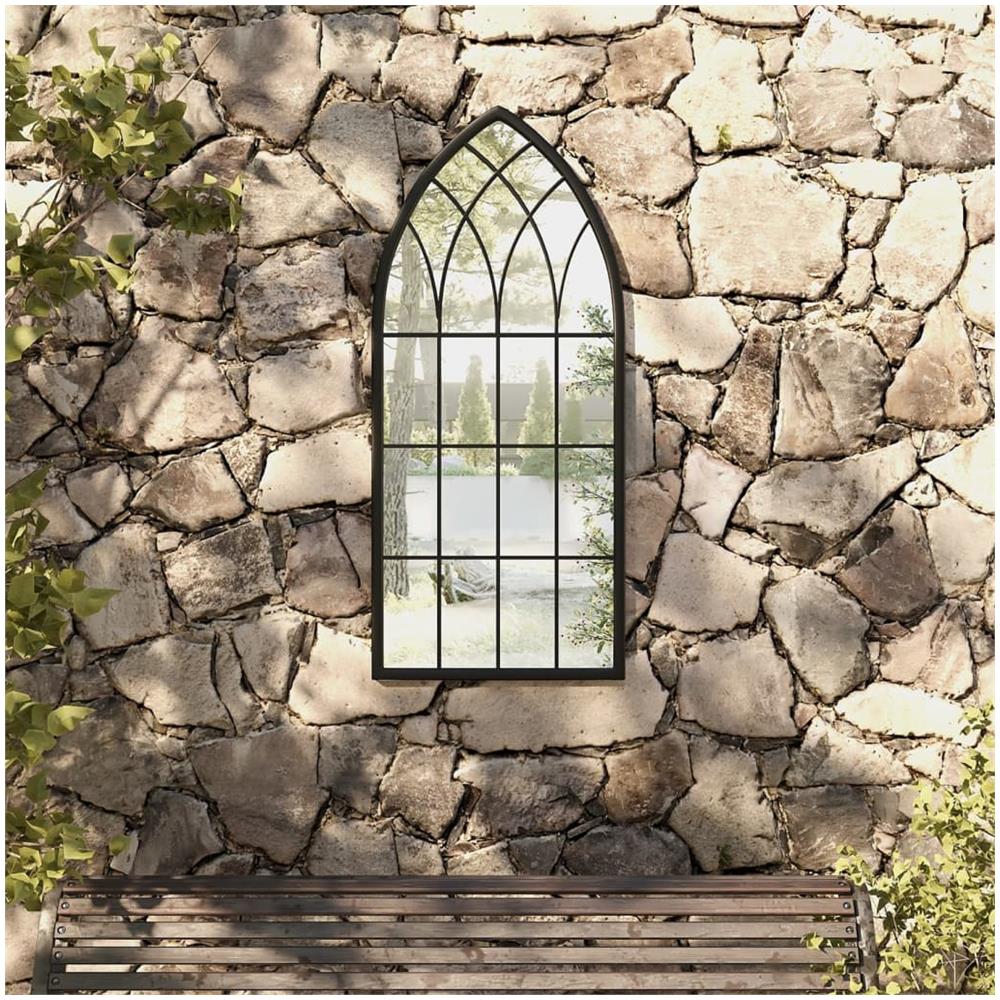 Specchio Da Giardino Nero 100x45 Cm In Ferro Per Uso Esterno - Foto 1