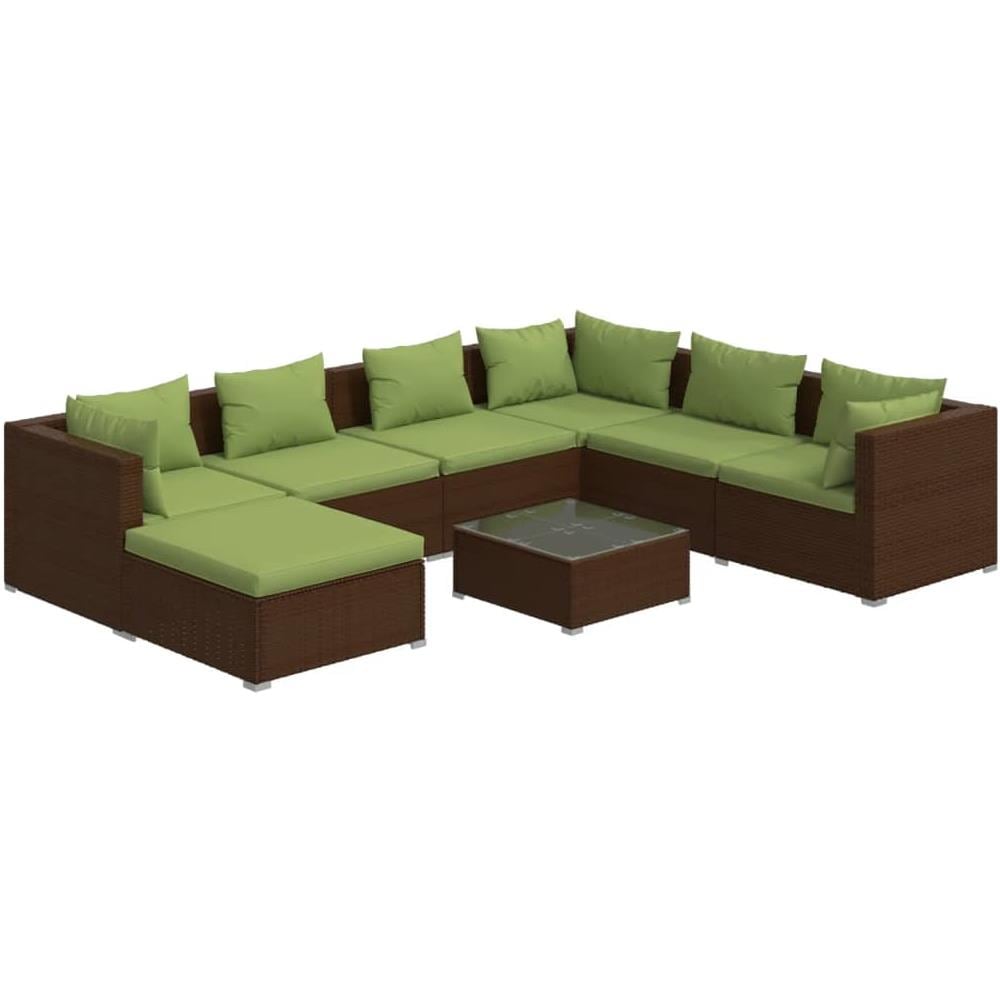 Set Divani Da Giardino 8 Pz Con Cuscini In Polyrattan Marrone - Foto 1