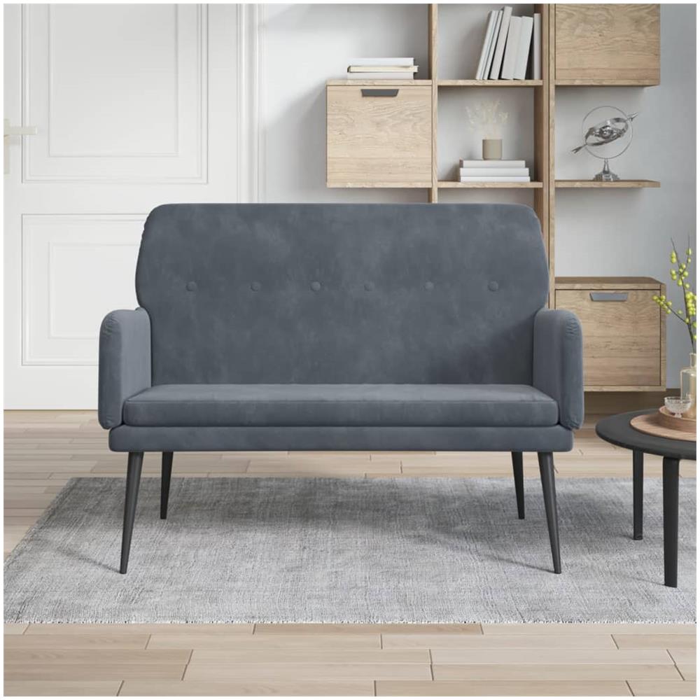 Panca Grigio Scuro 108x79x79 Cm In Velluto - Foto 1