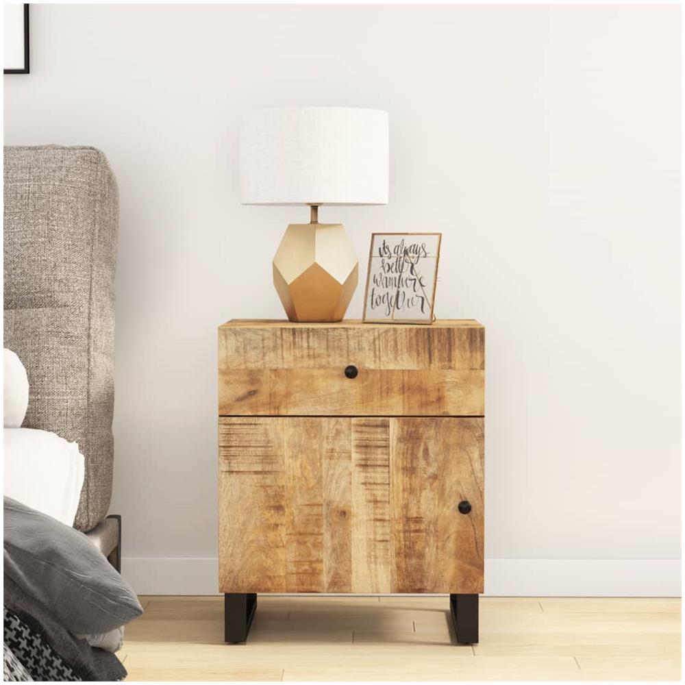 Comodino 50x33x60cm Legno Massello Di Mango E Legno Multistrato - Foto 1