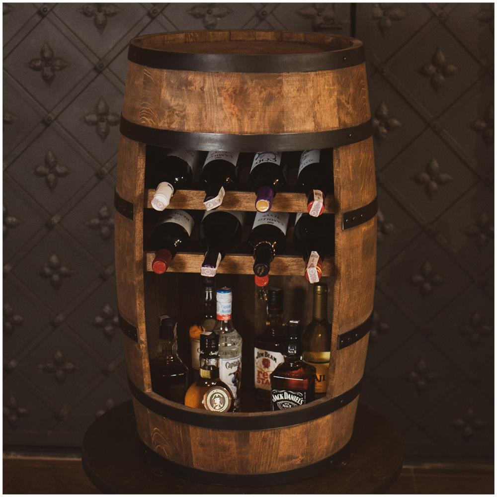 Cantinetta In Legno, Barile In Legno, Da 80 Cm Di Altezza, Botte Di Vino, Scaffale Per Bottiglie Di Alcol, Portabottiglie In Legno (wenge) - Foto 1