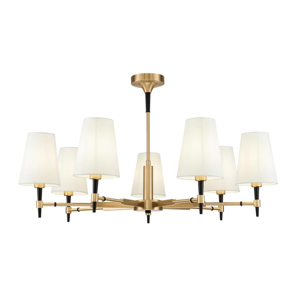 Lampadario Contemporaneo Zaragoza Metallo Ottone 7 Luci Diffusori In Pvc Bianchi - Foto 1