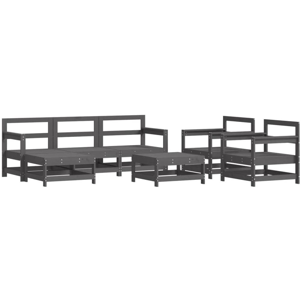Set Divani Da Giardino 7pz Con Cuscini In Legno Massello Grigio - Foto 3