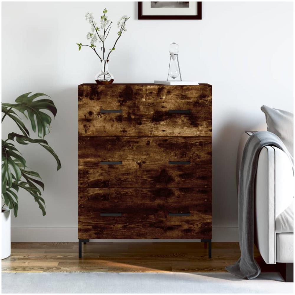 Credenza Rovere Fumo 69,5x34x90 Cm In Legno Multistrato - Foto 1