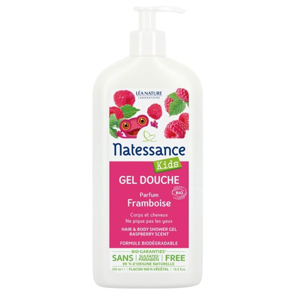 Gel Doccia Corpo E Capelli Lampone Biologico Senza Solfato 500ml Kids Natessance - Foto 1
