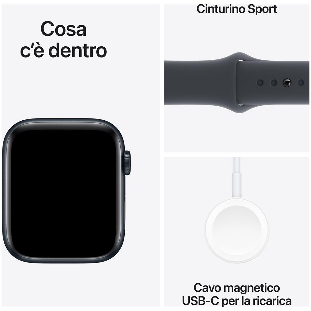 Watch SE GPS 44mm Cassa Alluminio Mezzanotte con Mezzanotte Sport Band - S /M - Foto 3