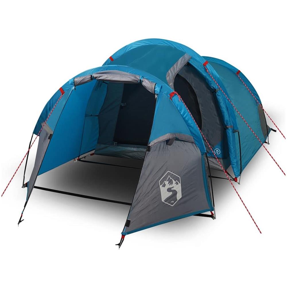 Tenda da Campeggio a Tunnel per 3 Persone Blu Impermeabile - Foto 1