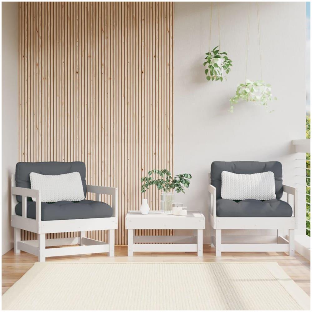 Sedie da Giardino con Cuscini 2pz Legno Massello di Pino Bianco - Foto 2