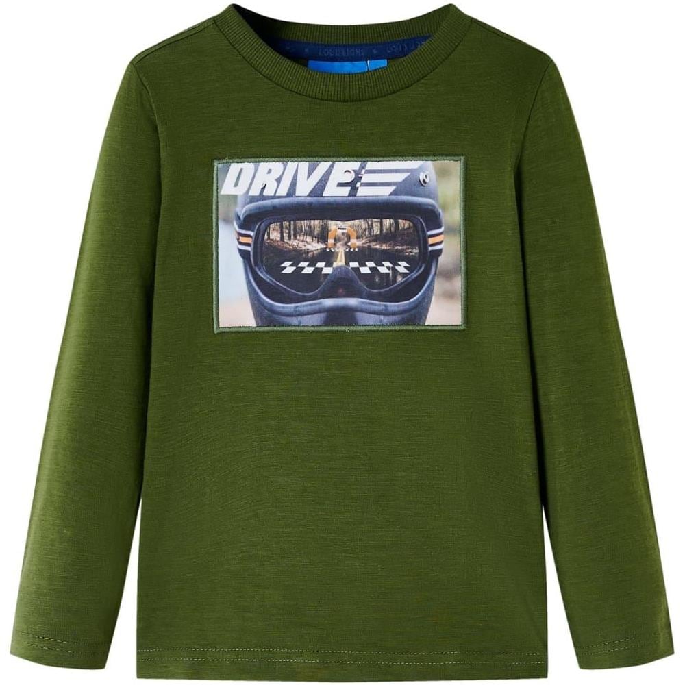 Maglietta per Bambini Maniche Lunghe Cachi Scuro 128 - Foto 1