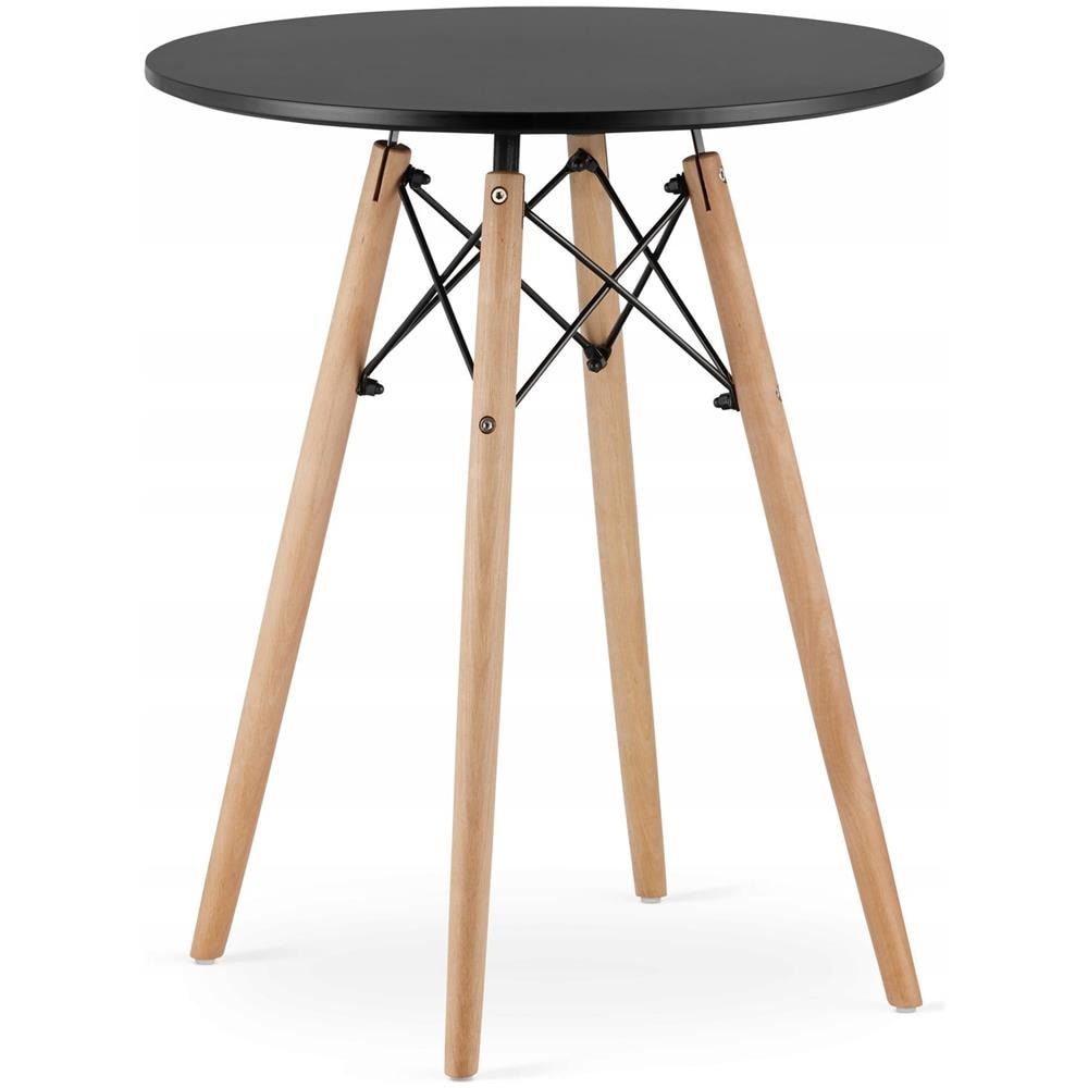 Tavolo rotondo nero KOVA 60 con 2 sedie grigie WAKO - Foto 10