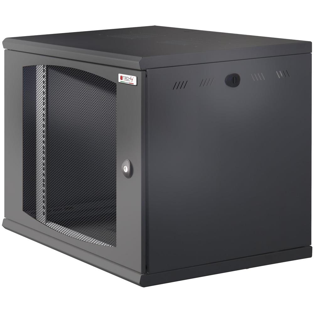 Techly Armadio Rack 19" a muro 13U sezione unica P 600mm Porta Grigliata Nero - Foto 1