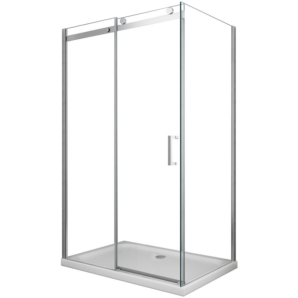 Box Doccia Angolare Reversibile Lusso Parete Fissa E Porta Scorrevole Vetro 8 Mm H. 190 (80 (77-79,5) X 140 (137,5-139)) - Foto 1