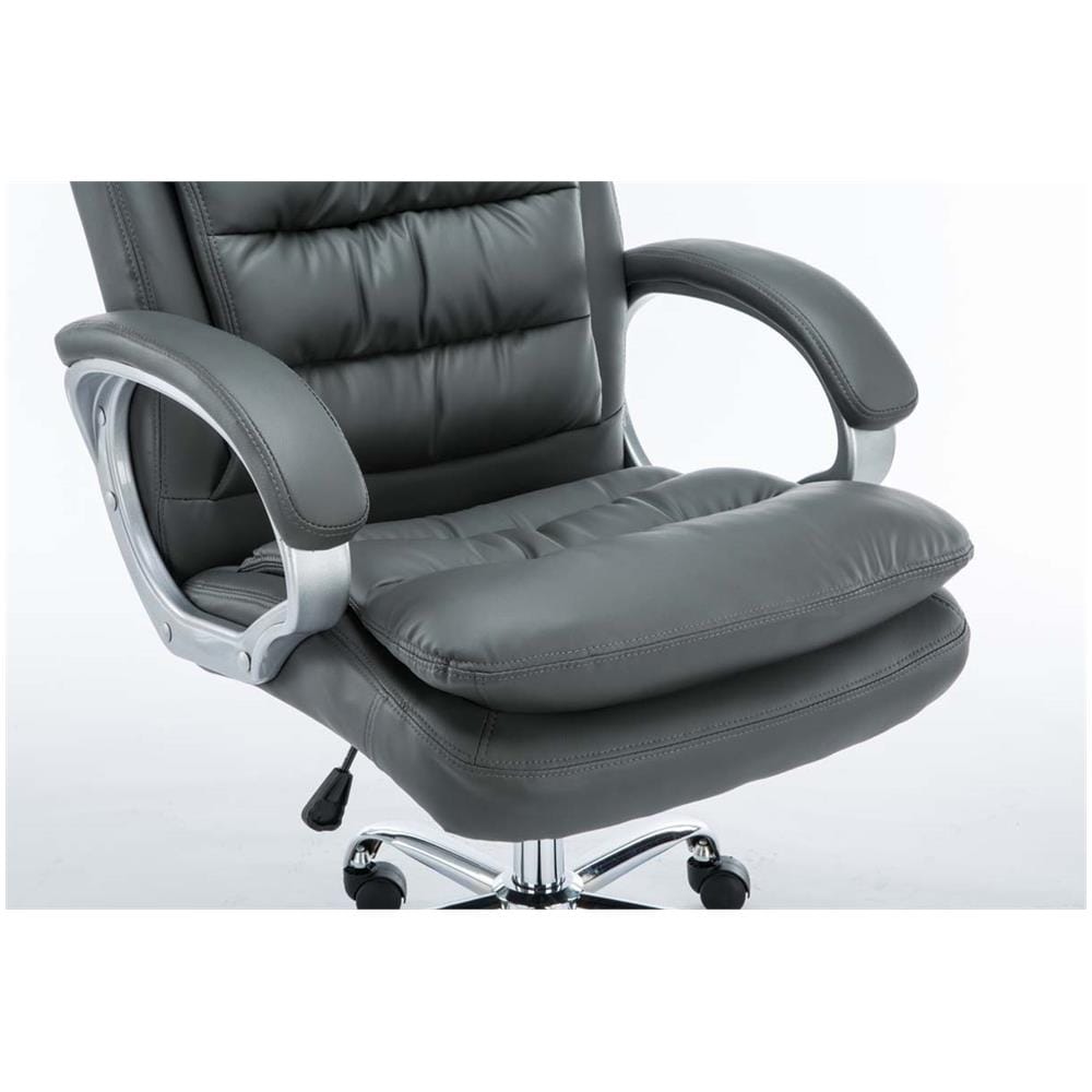 Sedia Ufficio Vancouver XXL in Similpelle I Poltrona Elegante Direttore Carico Max 235 kg I Poltrona Ergonomica Imbottita e Rinforzata Grigio - Foto 2