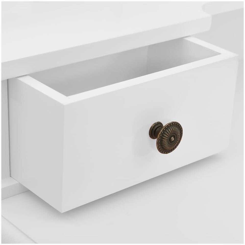 Tavolo Da Trucco E Sgabello Bianco 80x69x141 Cm Legno Paulownia - Foto 2