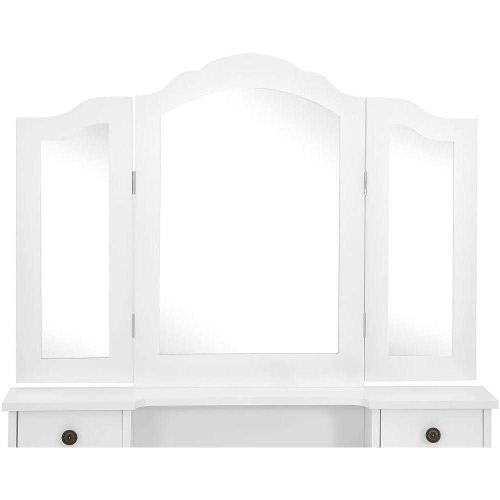 Tavolo Da Trucco E Sgabello Bianco 80x69x141 Cm Legno Paulownia - Foto 8