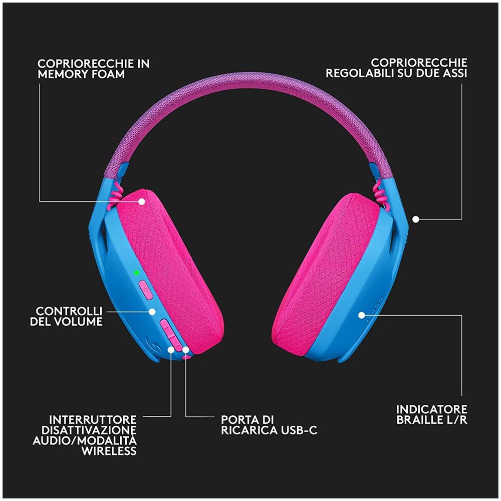 Cuffia Bluetooth con Microfono G435 LIGHTSPEED Colore Blu - Foto 7