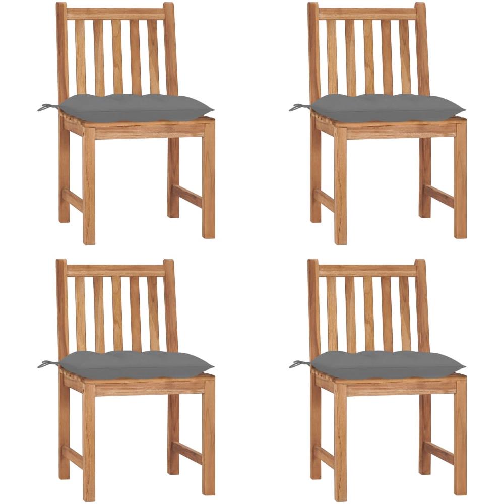 Sedie da Giardino 4 pz con Cuscini in Legno Massello di Teak - Foto 1