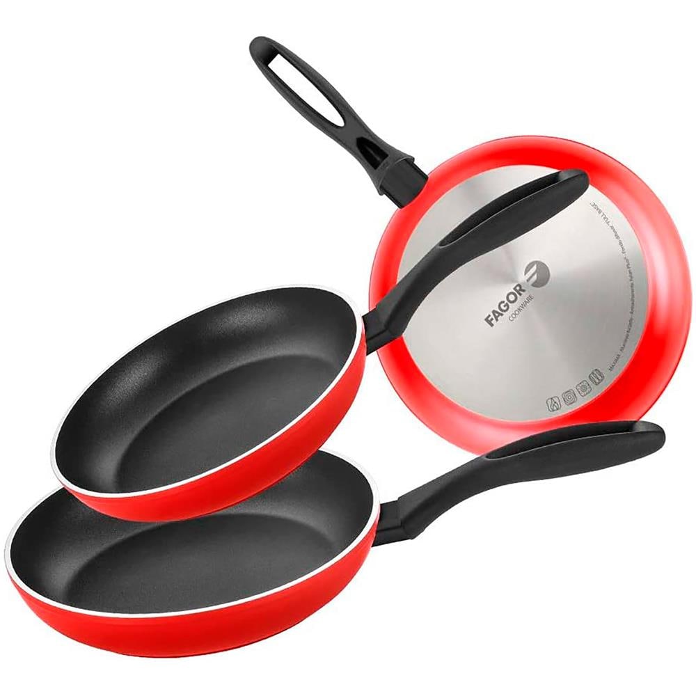 Maxima Set Di 3 Padelle Induzione 20-24-28 Cm, Alluminio, Antiaderente Senza Pfoa Rosso - Foto 1