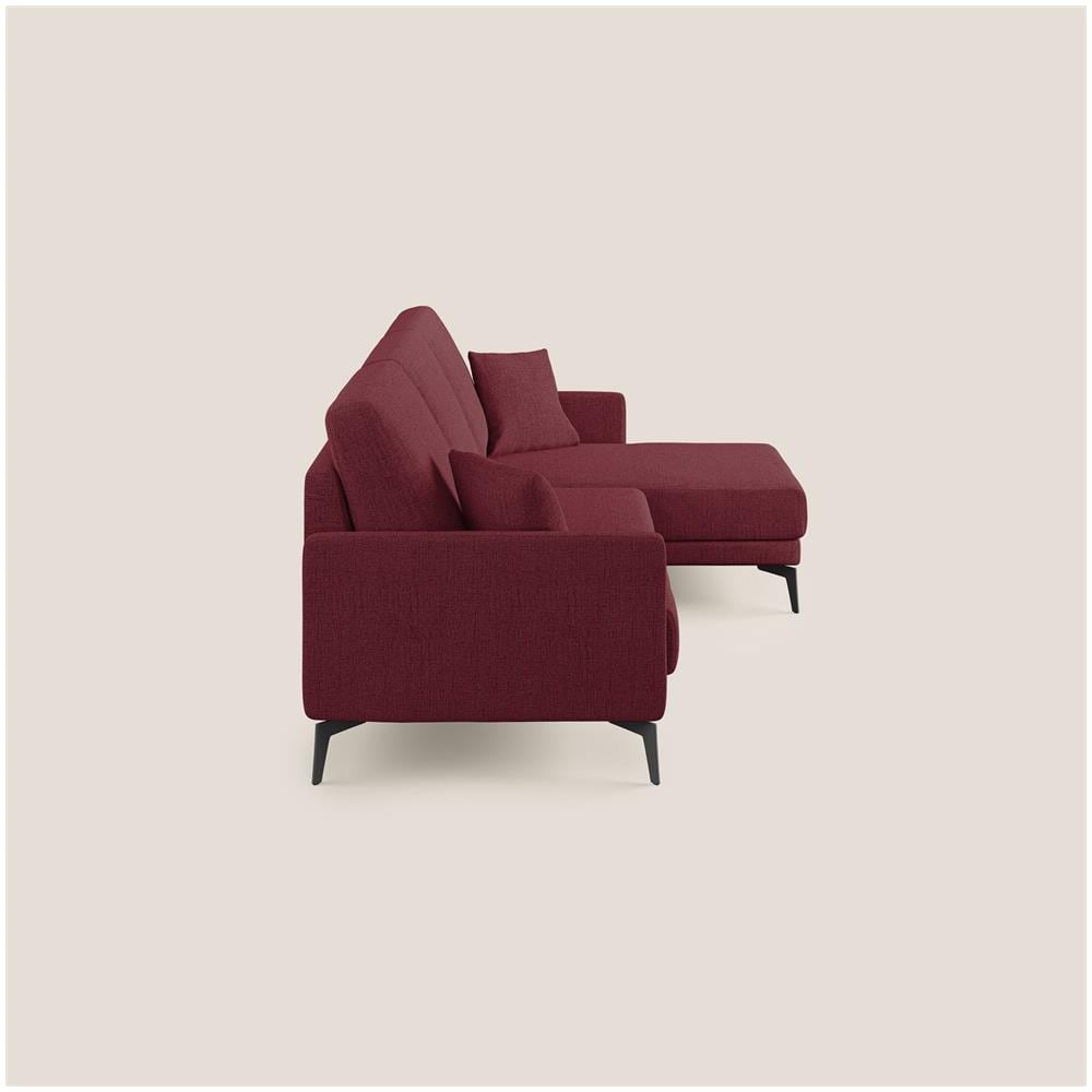 Saturno Divano Angolare Moderno In Tessuto Morbido Impermeabile T03 Rosso 223 Cm Sinistro - Foto 2