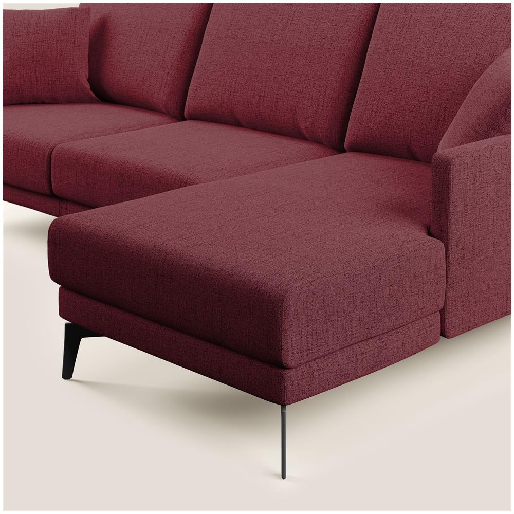 Saturno Divano Angolare Moderno In Tessuto Morbido Impermeabile T03 Rosso 223 Cm Sinistro - Foto 5