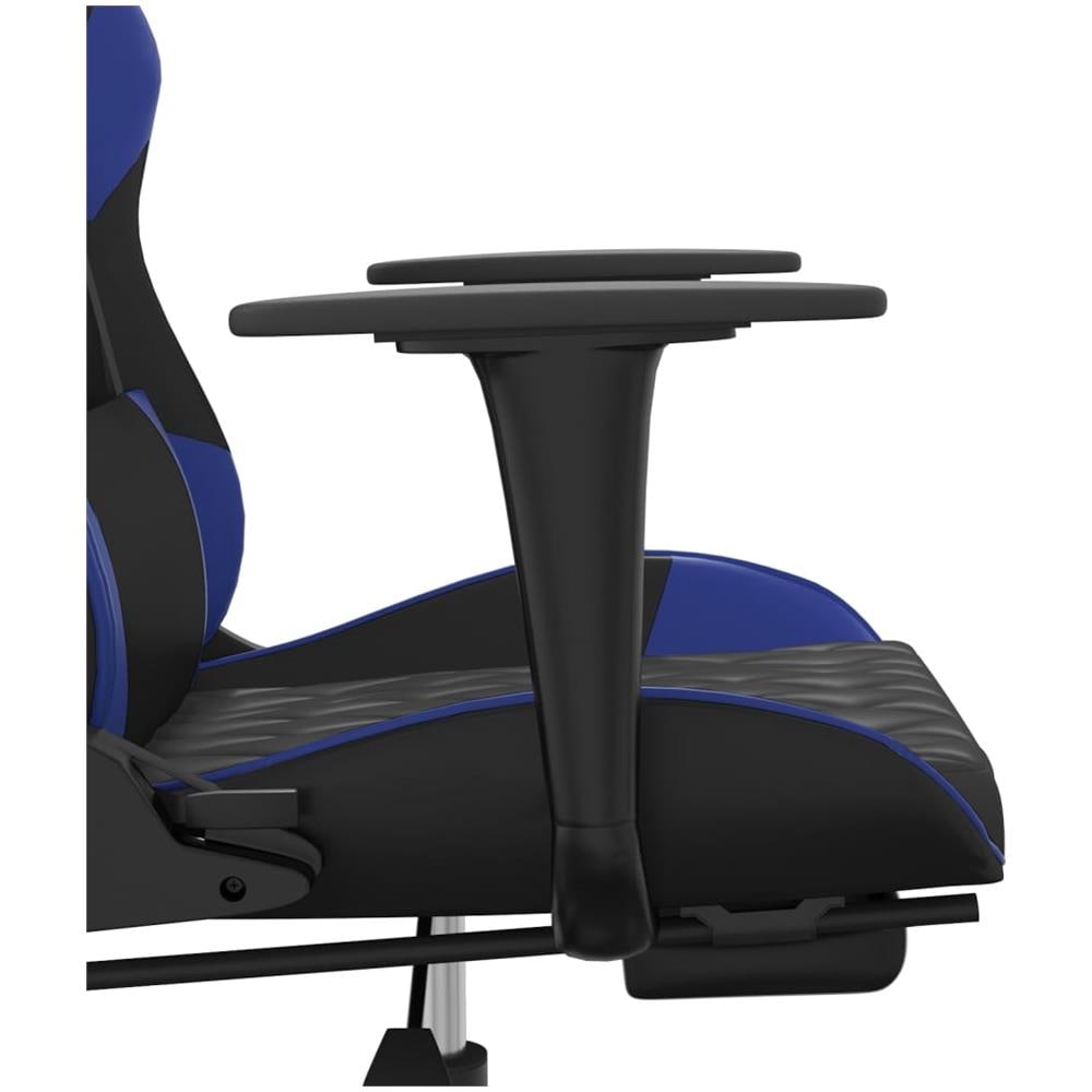 Sedia da Gaming Massaggiante Poggiapiedi Nero e Blu Similpelle - Foto 10