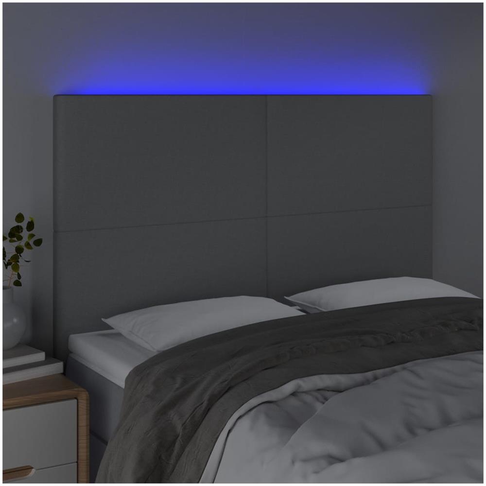 Testiera A Led Grigio Chiaro 144x5x118/128 Cm In Tessuto - Foto 3
