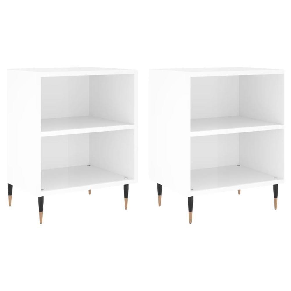 Comodini 2 Pz Bianco Lucido 40x30x50 Cm In Legno Multistrato - Foto 1