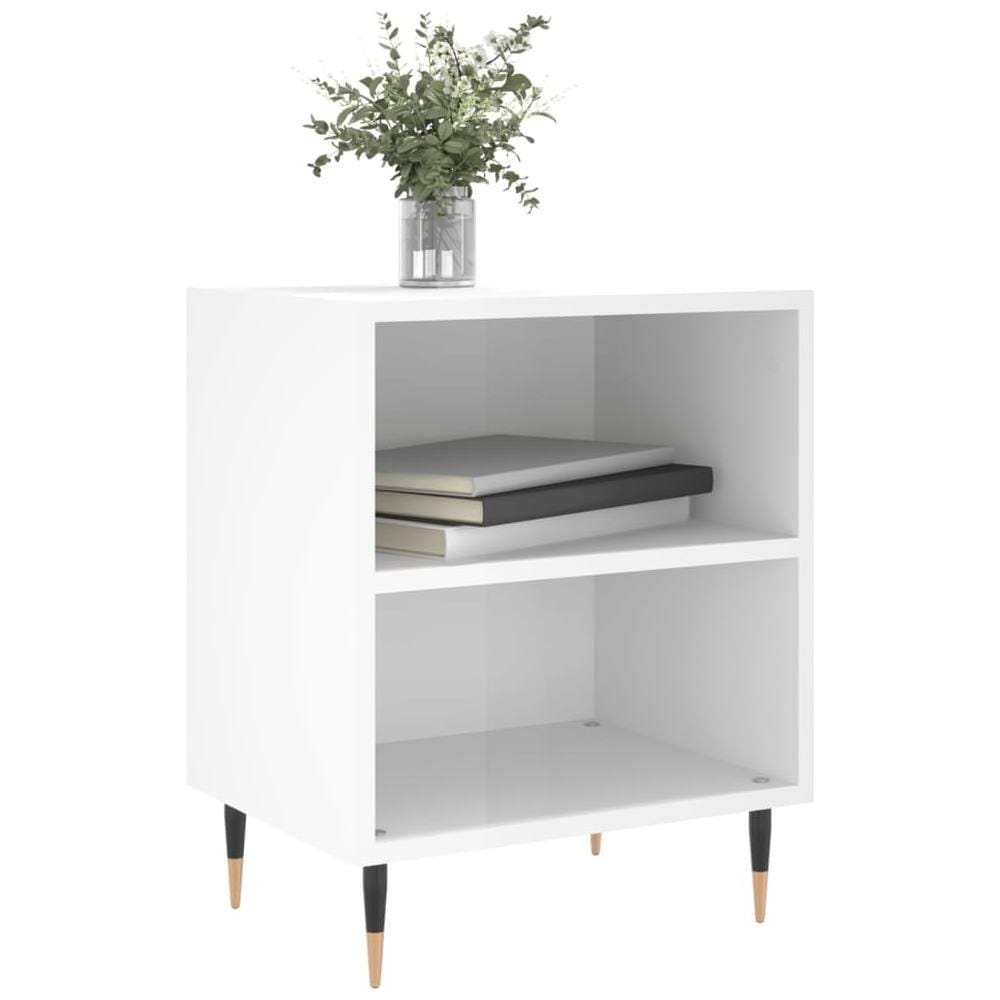 Comodini 2 Pz Bianco Lucido 40x30x50 Cm In Legno Multistrato - Foto 2