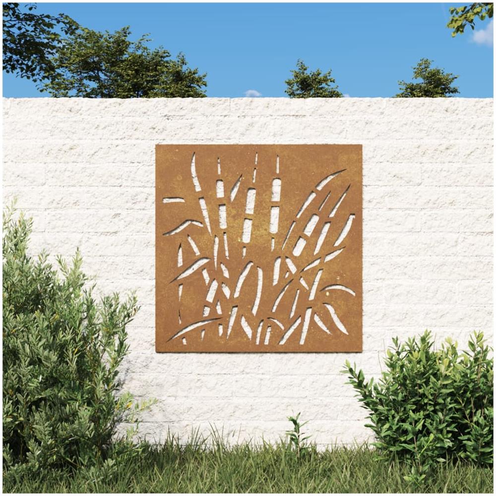 Decorazione Muro Da Giardino 55x55 Cm Erba In Acciaio Corten - Foto 1