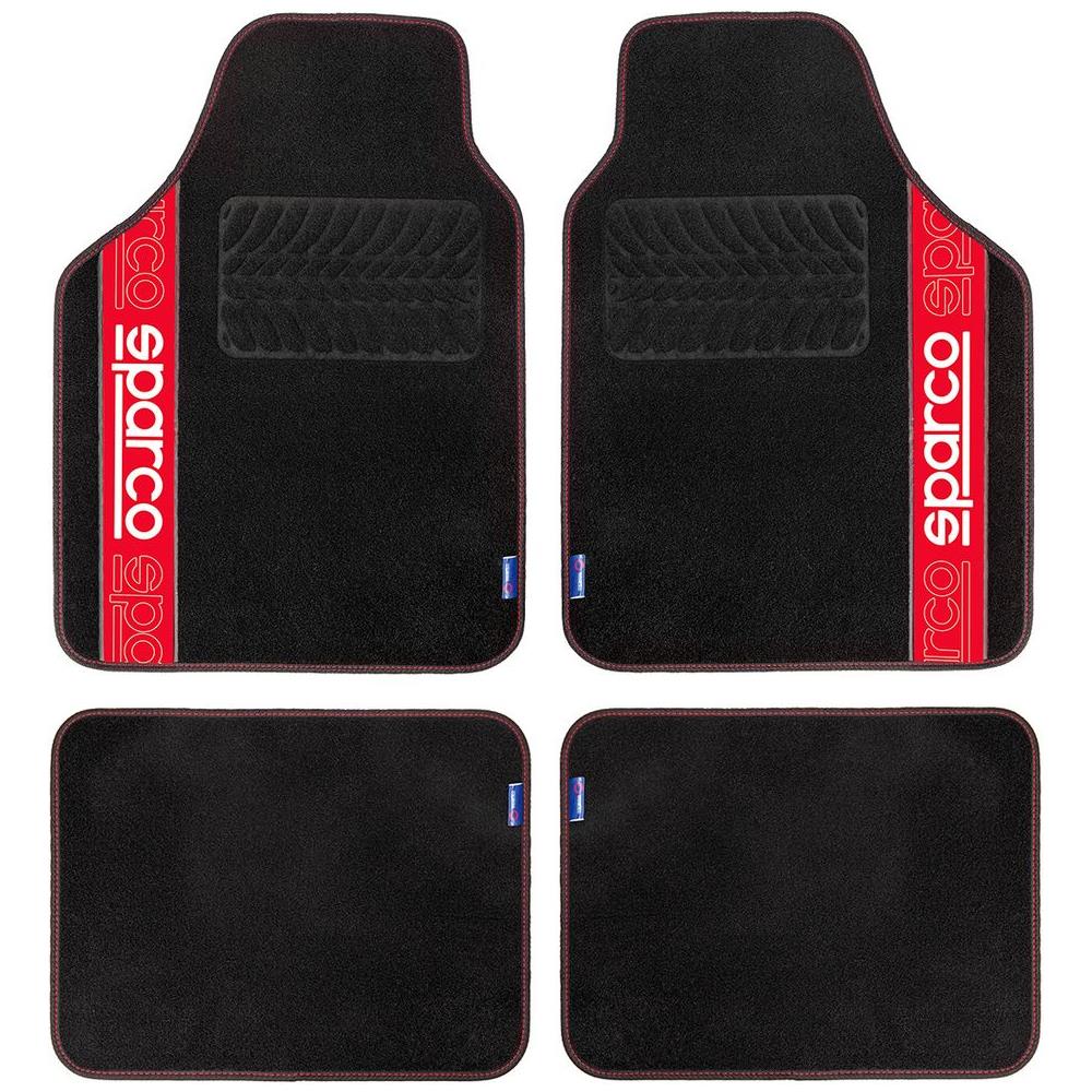 Set 4 Tappetini Neri Universali 2 Anteriori Con Logo E 2 Posteriori Per Auto In Moquette - Foto 1