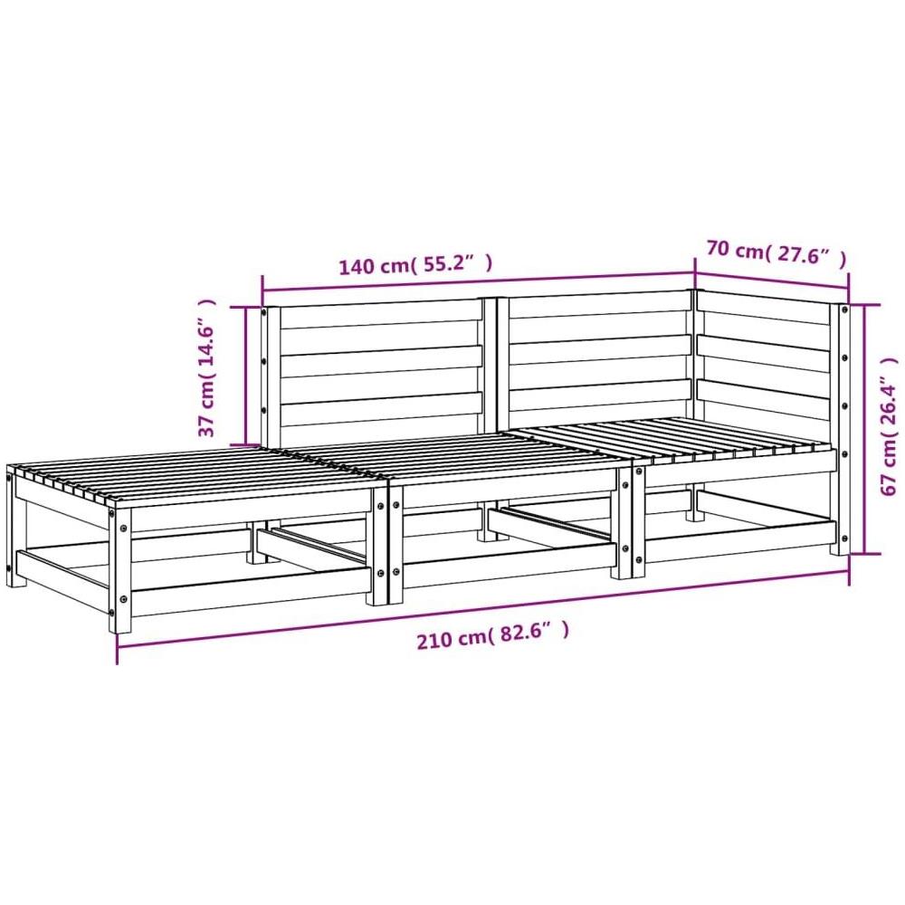 Divano Giardino con Poggiapiedi 2 Posti Massello Pino Bianco - Foto 10