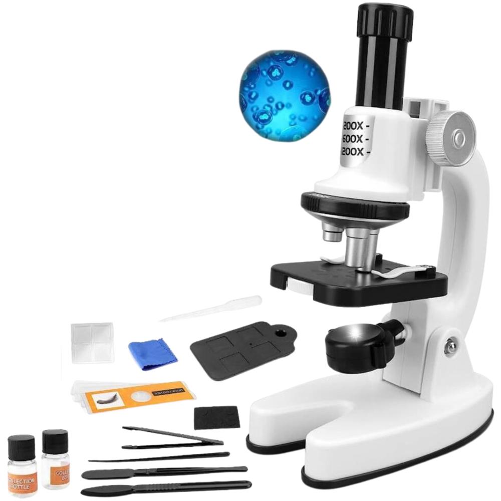 Microscopio educativo per bambini, lente di ingrandimento 1200x, set accessori - Foto 2
