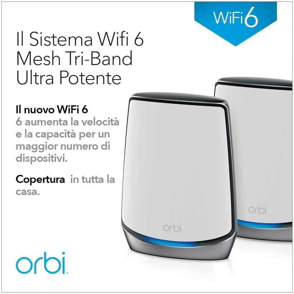 Orbi RBK852 Unità Wi-Fi 6 Mesh, Pacchetto da 2, Copertura fino a 460 m² e fino a 60 Dispositivi, Velocità AX6000 Triband - Foto 7