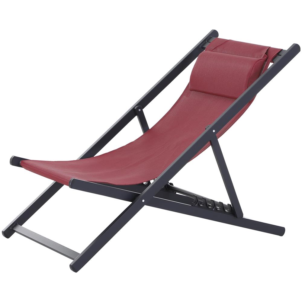 Set 2 Sedie Sdraio Pieghevoli In Alluminio E Textilene Rosso - Foto 1