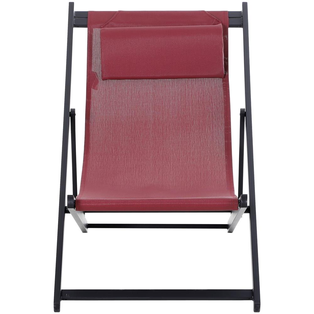 Set 2 Sedie Sdraio Pieghevoli In Alluminio E Textilene Rosso - Foto 2
