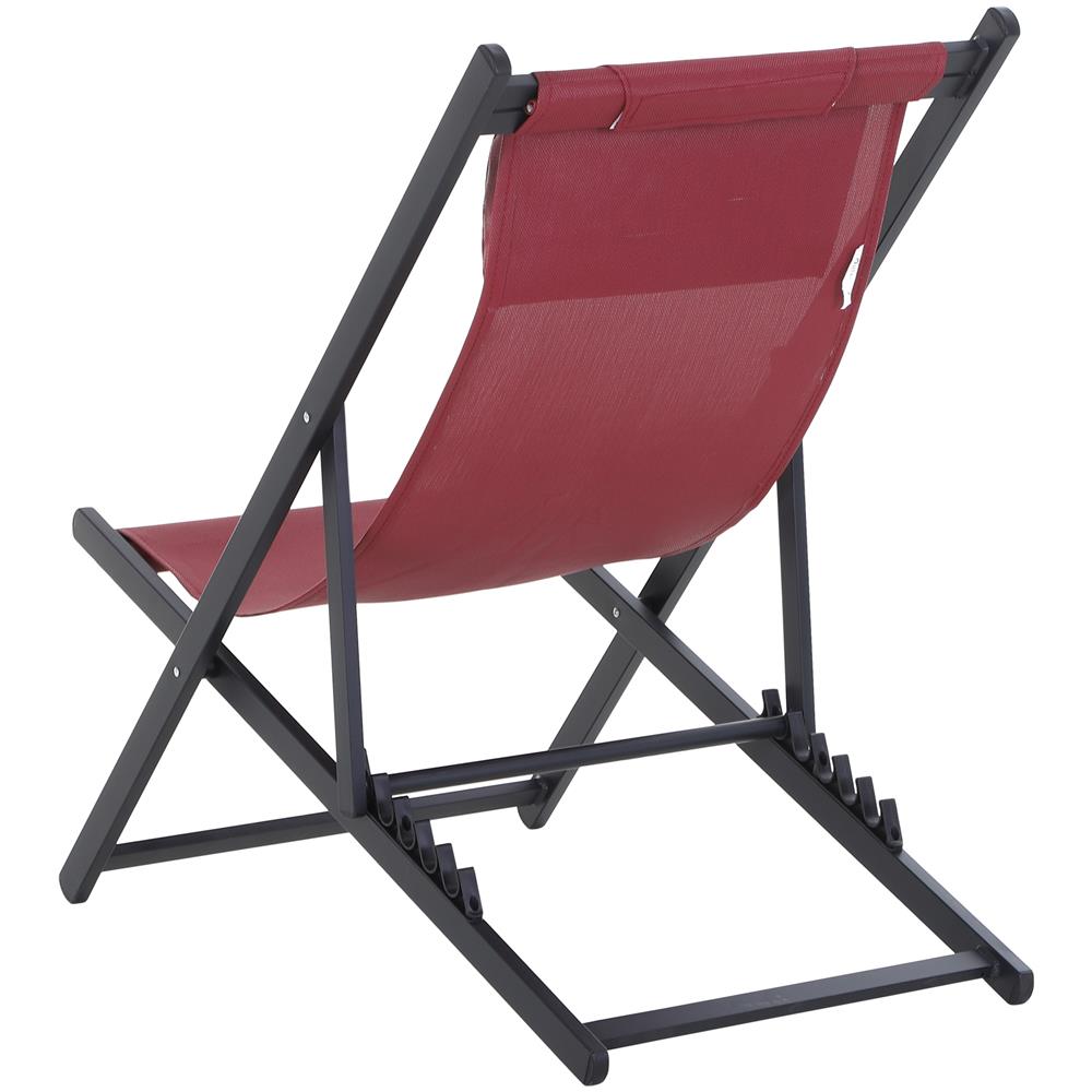 Set 2 Sedie Sdraio Pieghevoli In Alluminio E Textilene Rosso - Foto 3