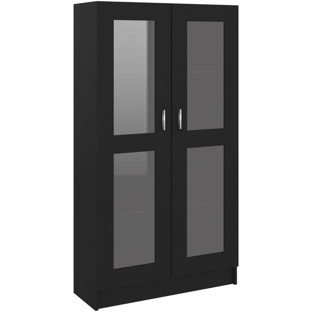 Armadietto con Vetrina Nero 82,5x30,5x150 cm Legno Multistrato - Foto 2