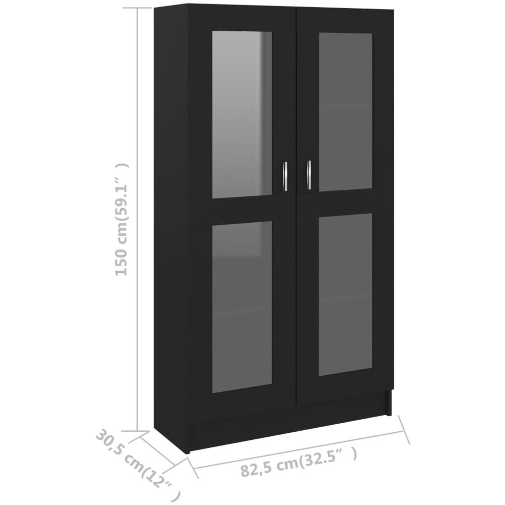 Armadietto con Vetrina Nero 82,5x30,5x150 cm Legno Multistrato - Foto 9
