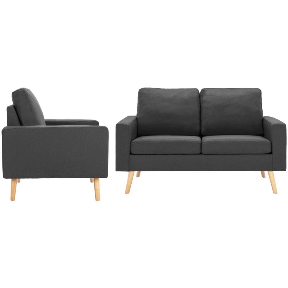 Set Di Divani 2 Pz In Tessuto Grigio Scuro - Foto 1
