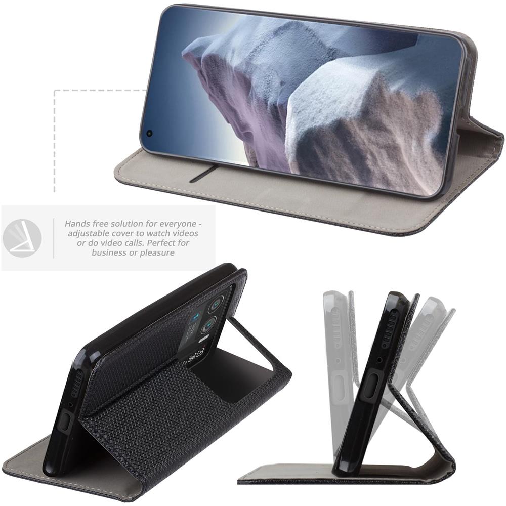 Cover Per Xiaomi Mi 11 Ultra, Nero - Custodia A Libro Flip Smart Magnetica Con Appoggio E Porta Carte - Foto 7