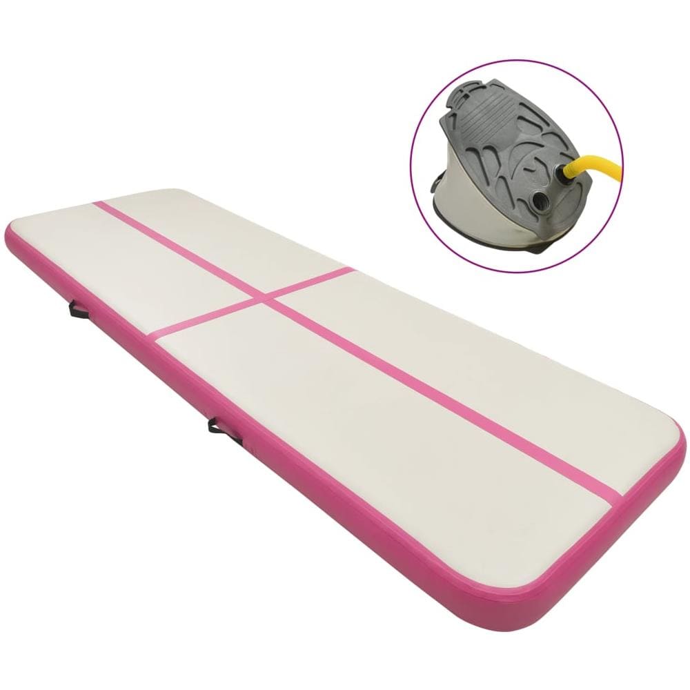 Tappetino Ginnastica Gonfiabile con Pompa 400x100x15cm PVC Rosa - Foto 1